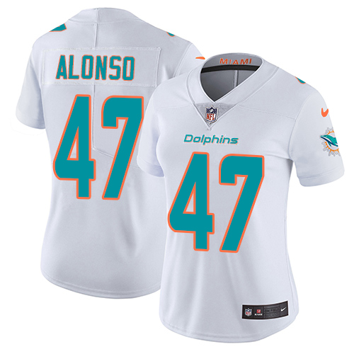 Nike Miami Dolphins 47 Kiko Alonso White Women Stitched NFL Vapor Untouchable Limited Jersey